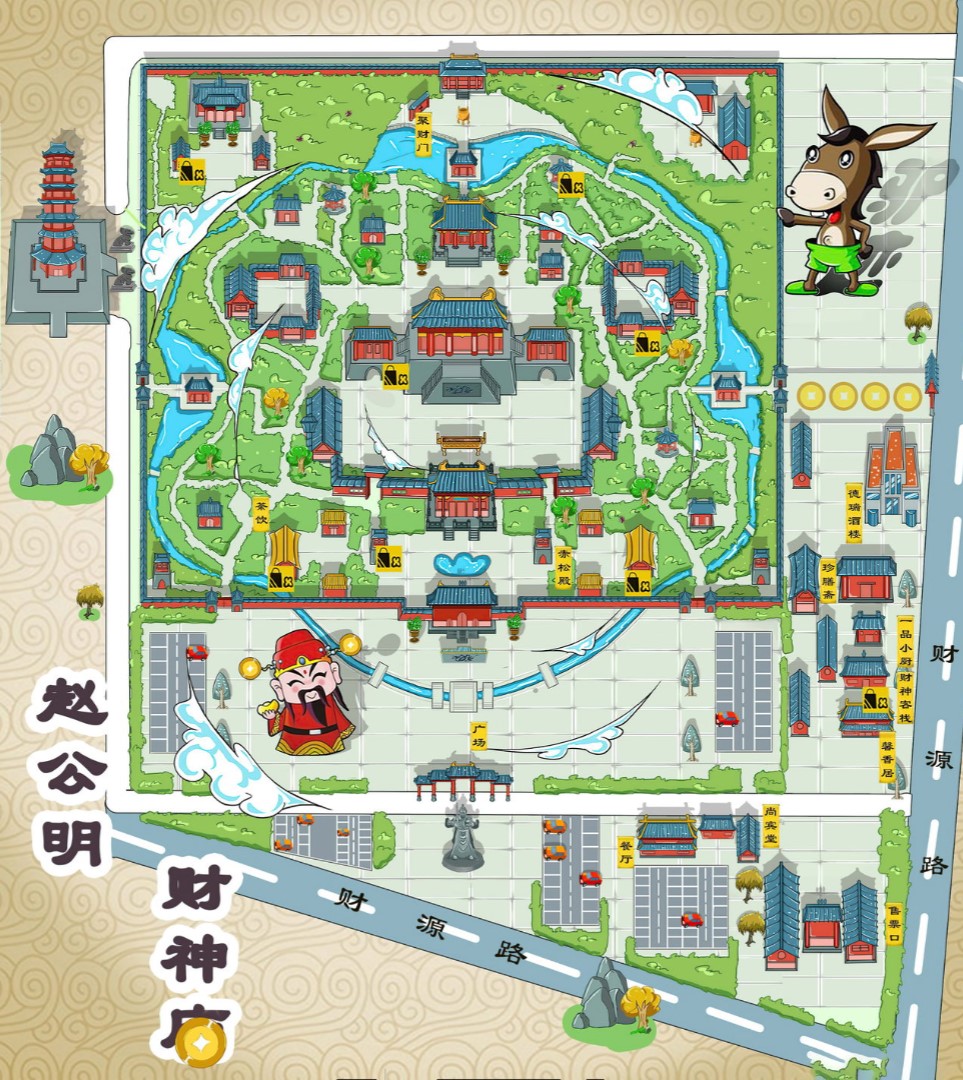德宏寺庙类手绘地图